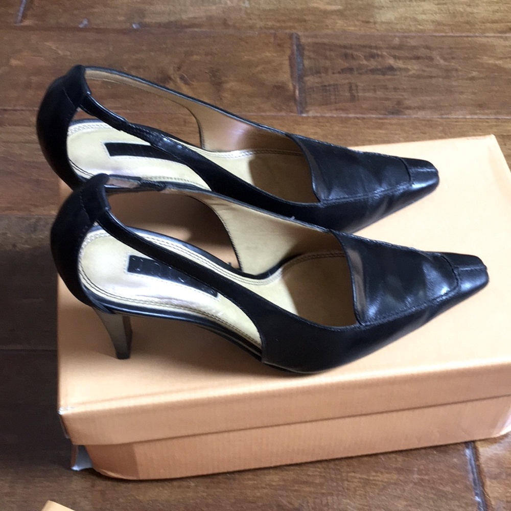 Unisa Amaya Leather Black Heels Pumps Sexy Size 7